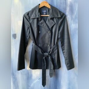 BROOKS BROTHERS 346 Women's Short Trench Coat Size 2 Double Breasted Stretch